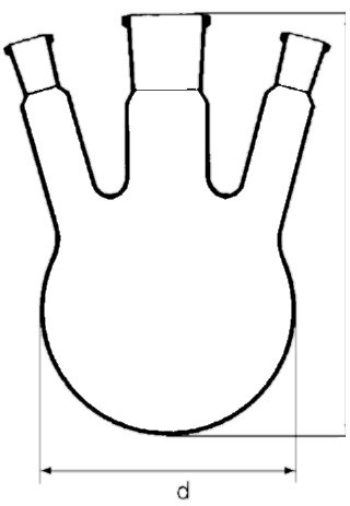 Dreihalsrundkolben, 250 ml Haupthals NS 14/23; Seitenhals NS 14/23, Hälse schräg