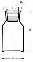 Steilbrustflasche, 50 ml, Kalksoda, Weithals, Braunglas mit Schliffglasstopfen