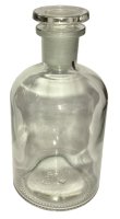 Rundschulterflasche, 250 ml, Enghals, Klarglas mit Schliffglasstopfen