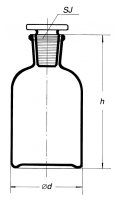 Rundschulterflasche, 2000 ml, Enghals, Klarglas mit Schliffglasstopfen
