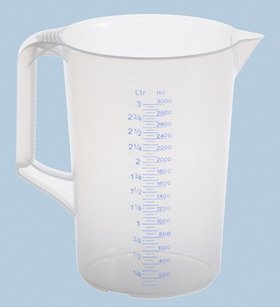 Meßkanne, PP, transparent, 2 Skalen, säure- u. chemikalienbeständig, 3000 ml