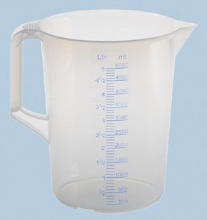 Meßkanne, PP, transparent, 2 Skalen, säure- u. chemikalienbeständig, 5000 ml