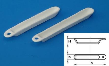 Verbrennungsschiffchen, Porzellan, mit Henkel und Öse, 90*13*8 mm L*B*H #214/8