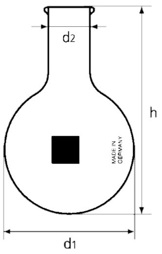 Rundkolben, Boro 3.3, Enghals, Bördelrand, 50 ml